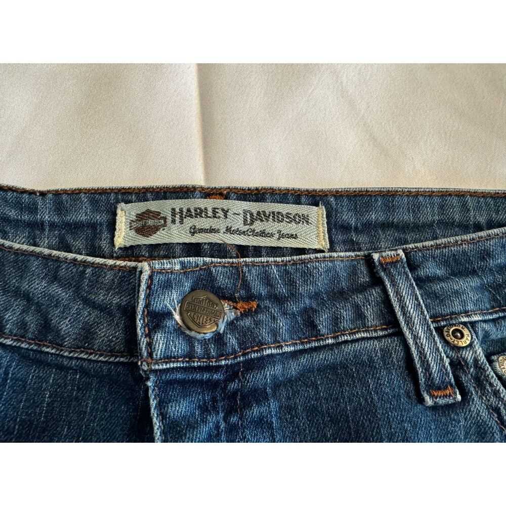Harley Davidson distressed women's jeans size 10-12 raw edge hem - Picture 4 of 6